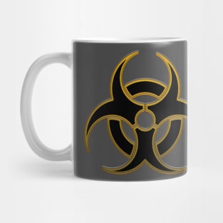 Biohazard Sign, black & gold. Mug